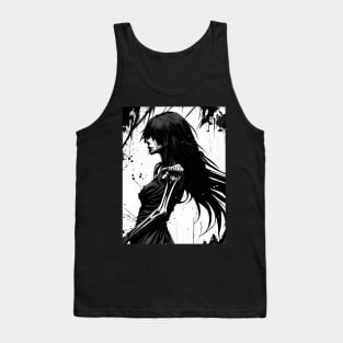 Gothic Reverie: Captivating Dark Art in Black and White Tank Top